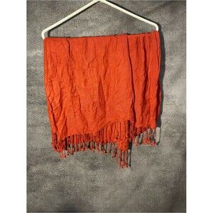 Burnt Orange Pashmina Style Wrap Shawl Scarf Fringe 100% Viscose Made in India